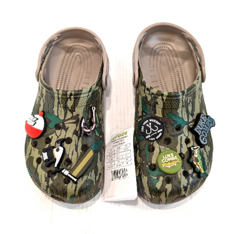 CROCS x Luke Combs Camouflage Classic Clogs Fishing Jibbits